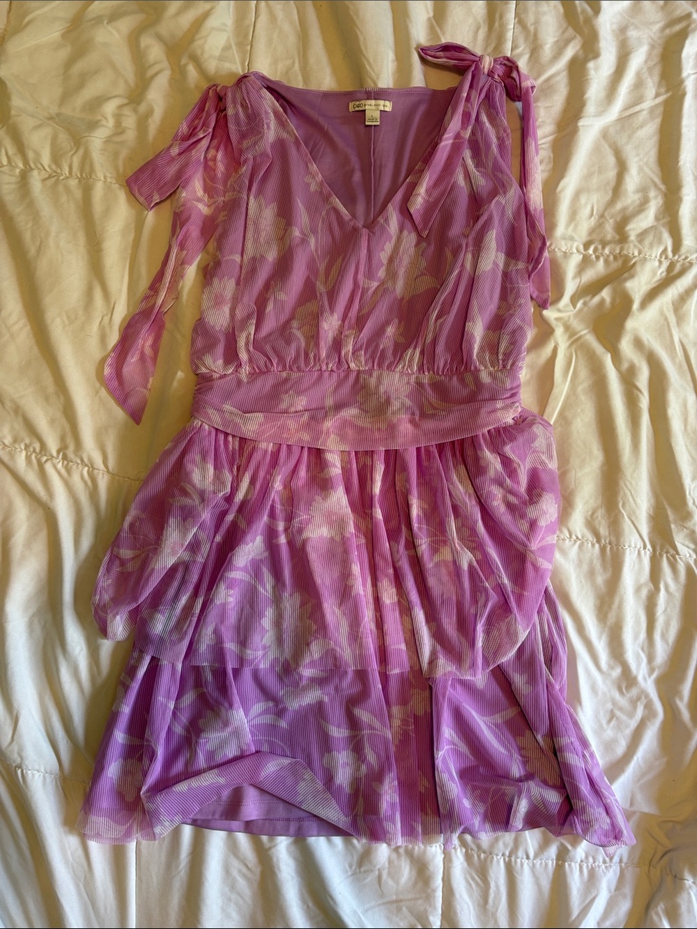 Cato Strapless Lilac Floral Layered Dress